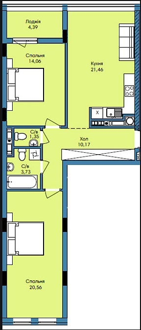 Продаж Квартира 2-кімнатна, 7/9 поверх на вул. Вашингтона Джорджа Львів - фото 3