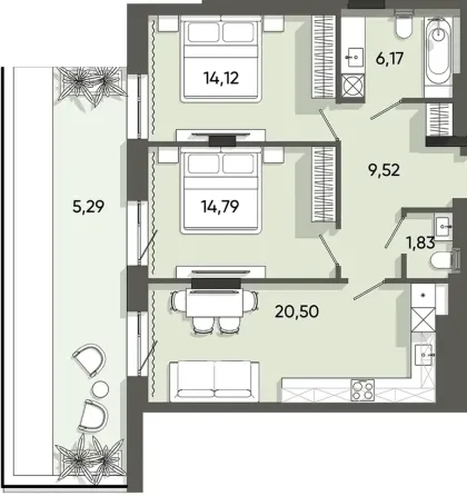 For sale 2-room Apartment 72.22 sq.m вулиця Стрийська L'viv