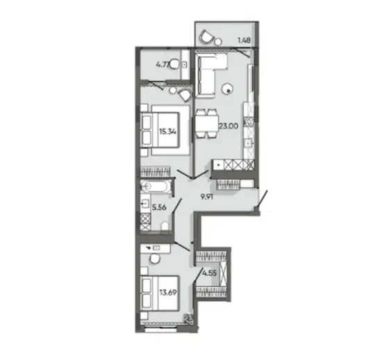 For sale 2-room Apartment 78 sq.m Orlan residents L'viv