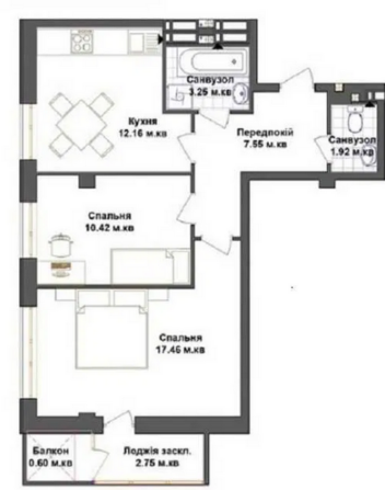 Продаж 2к квартири, 55м.кв, ЖК Щастя Тернопіль - фото 2