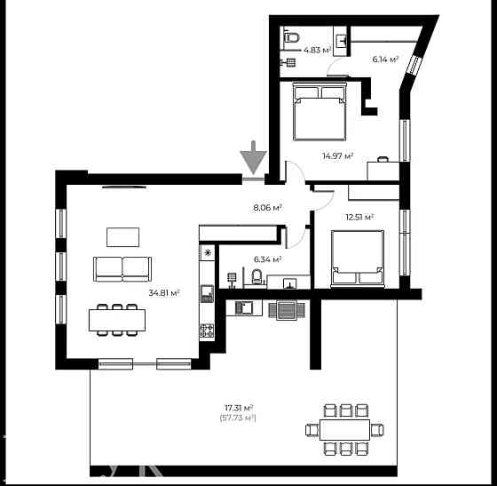 Продаж Квартира 2-кімнатна, 8/8 поверх на Мальовнича Uzhhorod