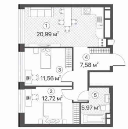 Продаж Квартира 2-кімнатна, 21/23 поверх на Братів Чибінєєвих, 8 Kiev