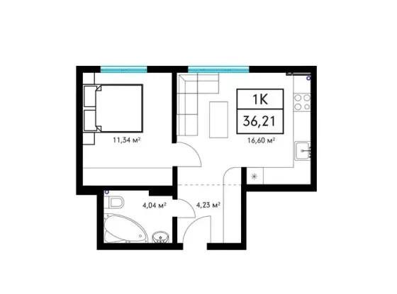 Продажа 1к Квартира 36.2 кв.м Целевича Ивано-Франковск