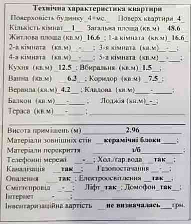 Продаж Квартира 1-кімнатна, 4/6 поверх на Григорія Гуляницького вул., д. 57 Киев