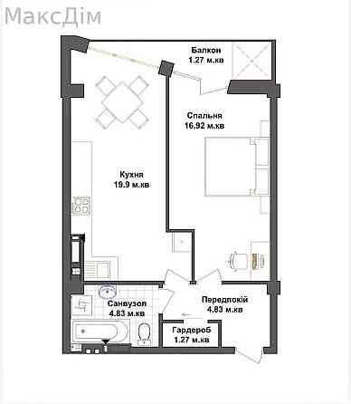 Продаж Квартира 1-кімнатна, 7/13 поверх на вул. Генерала Тарнавського Тернопіль