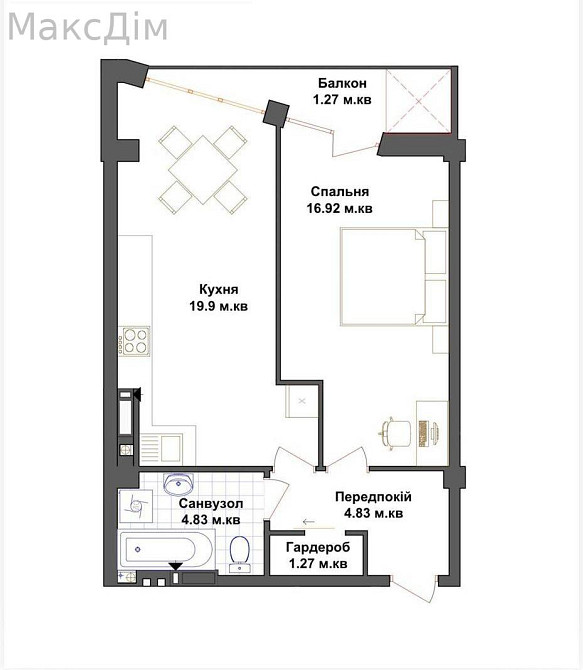 Продаж Квартира 1-кімнатна, 7/13 поверх на вул. Генерала Тарнавського Тернопіль - фото 1