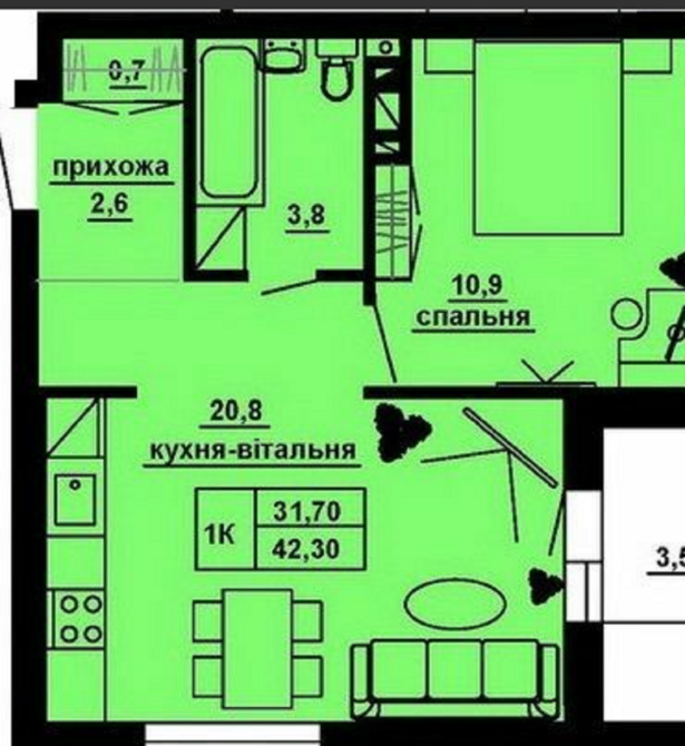 Продаж Квартира 1-кімнатна, 5/16 поверх Тернопіль - фото 14