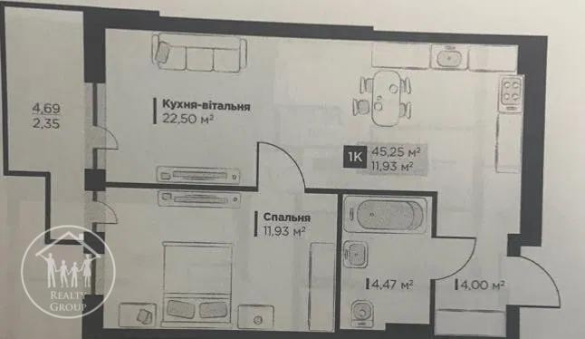 Продаж 1к Квартира 45 кв.м Галицька Винники - фото 2