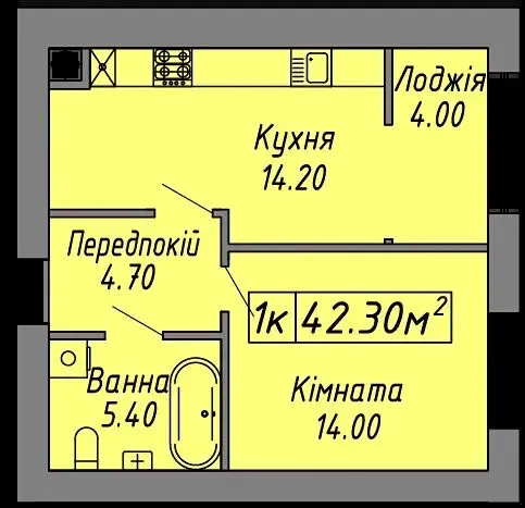 Продаж 1к Квартира 42.3 кв.м Бандери, 60 Івано-Франківськ