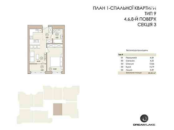 Продаж Квартира 1-кімнатна, 8/9 поверх на Барське Шосе Vinnytsya