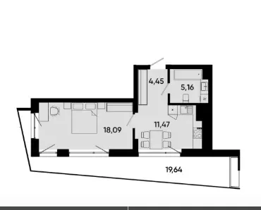 I will sell a one-room apartment with a large balcony L'viv