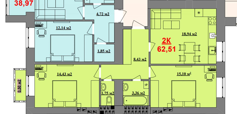 Продаж Квартира 2-кімнатна, 2/10 поверх на вул. Урожайна Ивано-Франковск - изображение 1