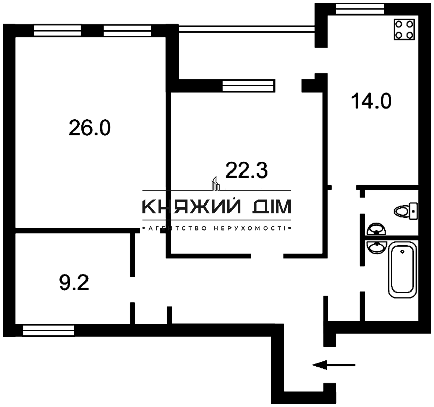 Просторная, раздельная 3-х к. кв. возле ст. м. Харьковская. № 21105082 Київ - фото 14