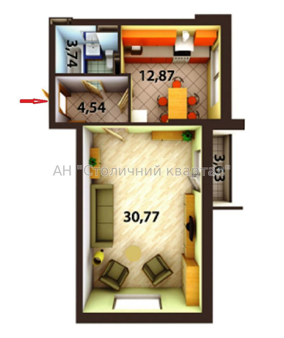 Продаж Квартира 1-кімнатна, 15/24 поверх на Сікорського Ігоря Авіаконструктора вул., 1В Київ - фото 6