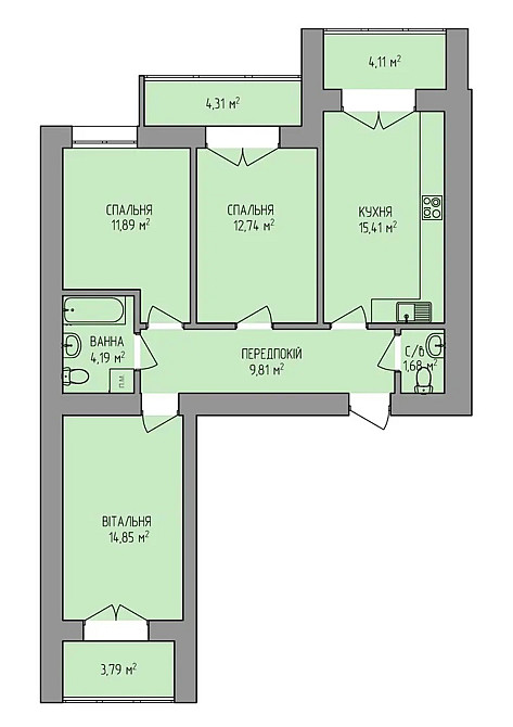 Продаж Квартира 3-кімнатна, 5/10 поверх на вул. Волошина А. Ивано-Франковск - изображение 11