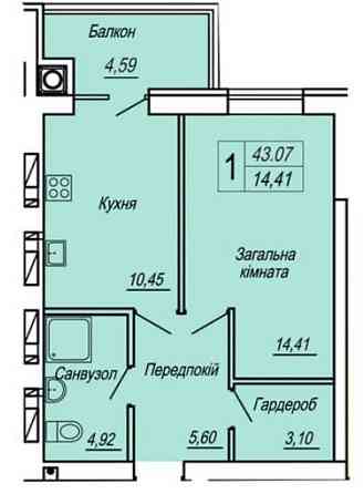 Продаж 1к Квартира 43 кв.м Героїв Десантників 19 Zhytomyr
