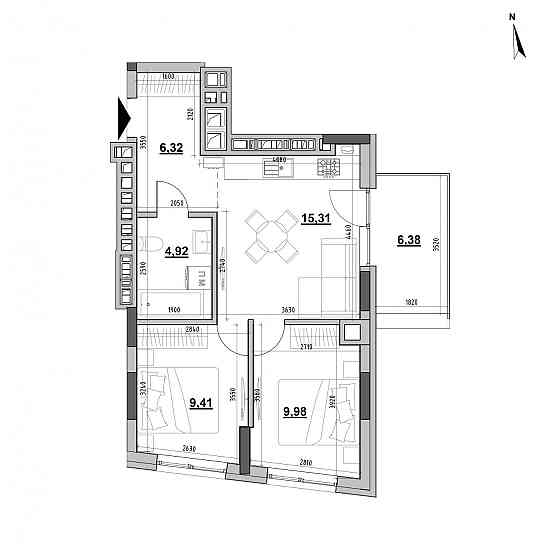 Продаж Квартира 2-кімнатна, 8/8 поверх на вул. Рудненська Львів