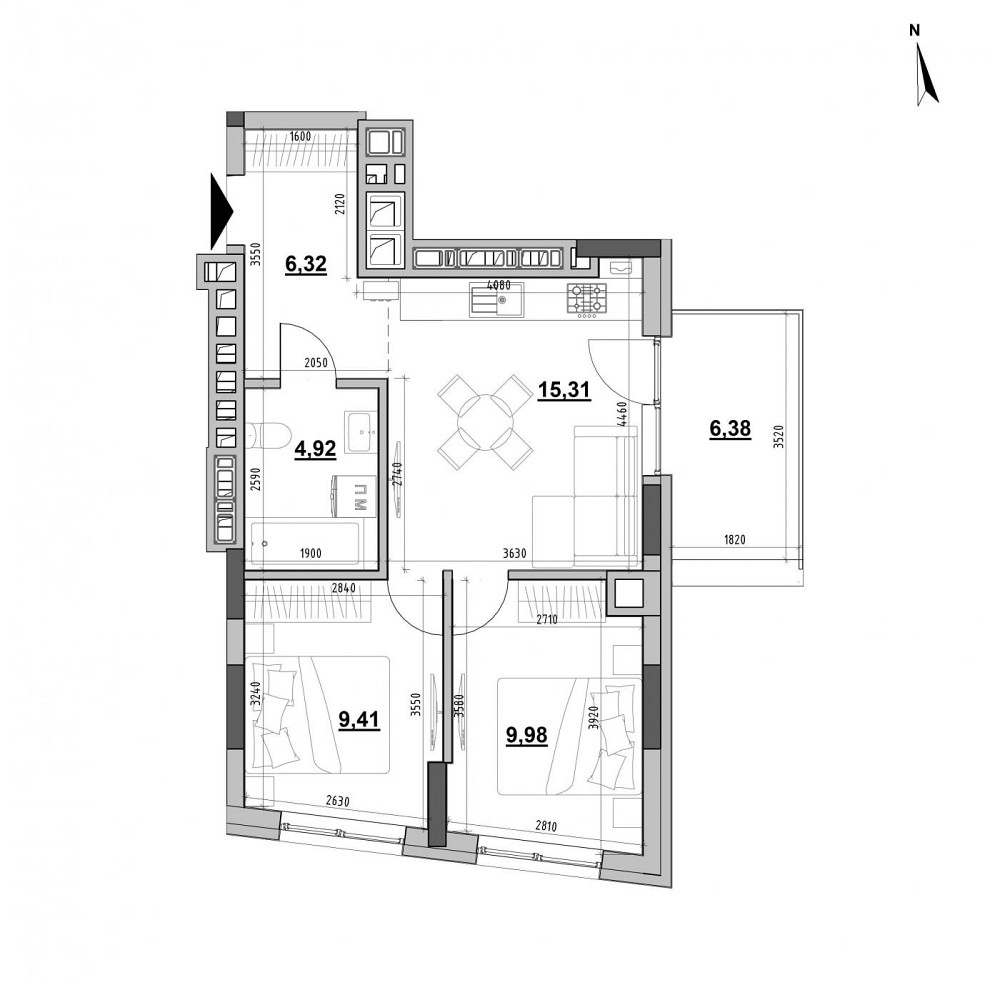 Продаж Квартира 2-кімнатна, 8/8 поверх на вул. Рудненська Львів - фото 2