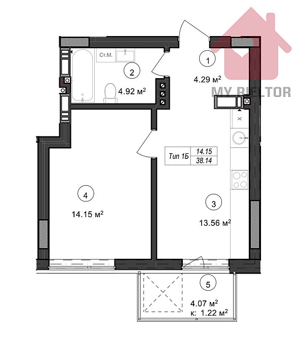 Продаж Квартира 1-кімнатна, 8/9 поверх на Бабяка, 61 Ужгород - фото 6