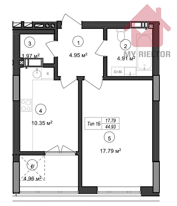 Продаж Квартира 1-кімнатна, 8/9 поверх на Бабяка, 61 Ужгород - фото 5