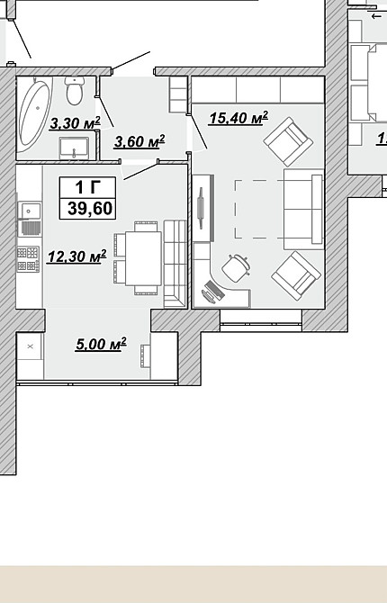 Продаж Квартира 1-кімнатна, 11/13 поверх на вул. Княгинин Івано-Франківськ - фото 2