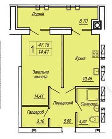 Продаж Квартира 1-кімнатна, 6/11 поверх на вул. Героїв Десантників Житомир