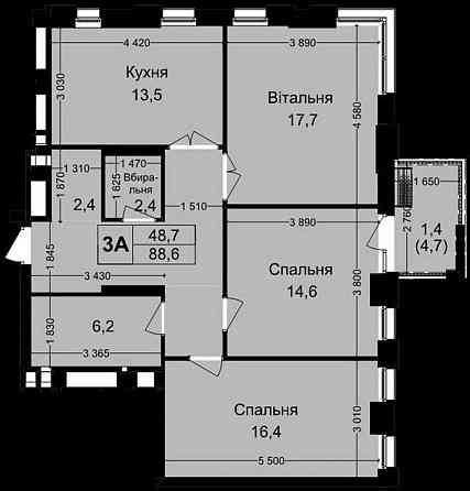 Продаж Квартира 3-кімнатна, 12/18 поверх Вінниця
