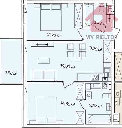 Продаж Квартира 2-кімнатна, 4/7 поверх на Бабяка, 56 Ужгород