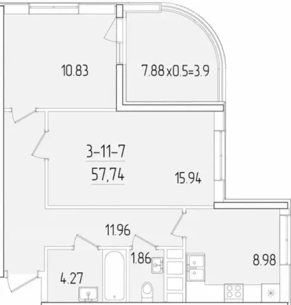 For sale 2-room Apartment 59 sq.m 60ЖК Краснова 3 Odessa