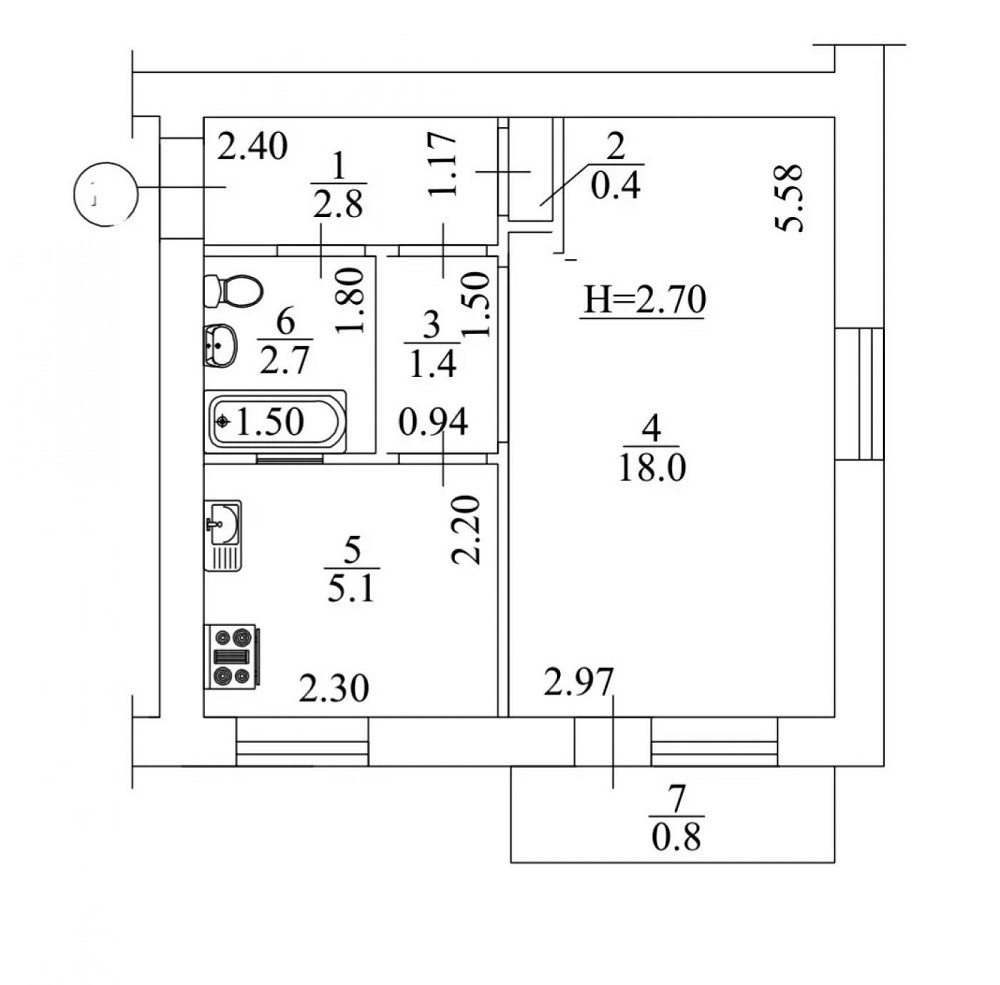 Продаж Квартира 1-кімнатна, 3/5 поверх на Юрія Глушка вул., д. 10 Kiev - photo 4