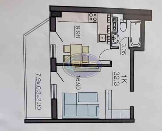 Продаж 1к квартири 32.2 кв. м Odessa