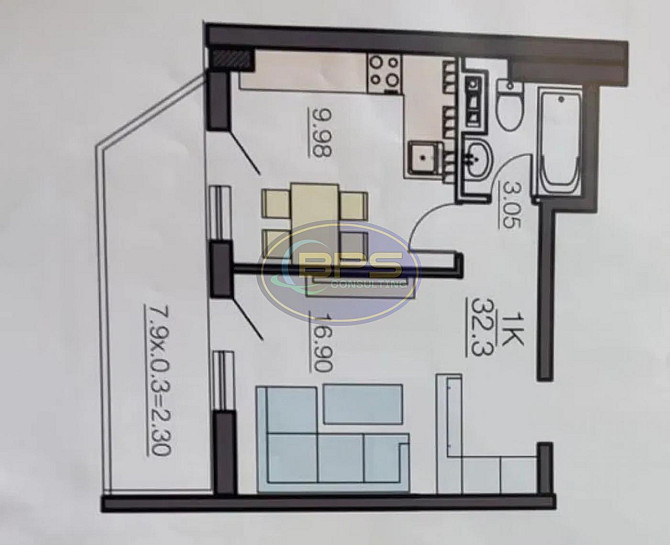 Продаж 1к квартири 32.2 кв. м Одеса - фото 1