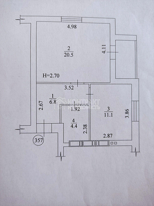 Продаж Квартира 1-кімнатна, 16/16 поверх на вул. Борткевича Харків - фото 2