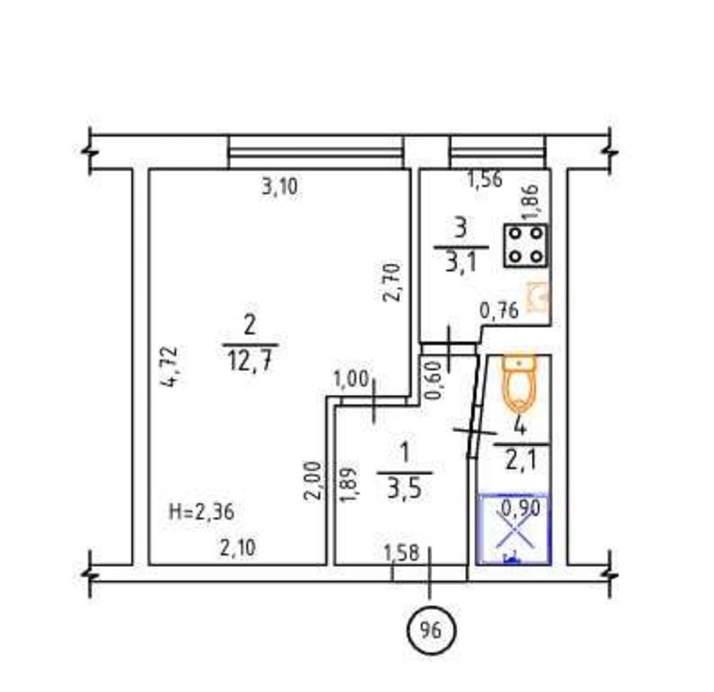 Продаж Квартира 1-кімнатна, 8/9 поверх на Поліська, 26 Kiev - photo 9