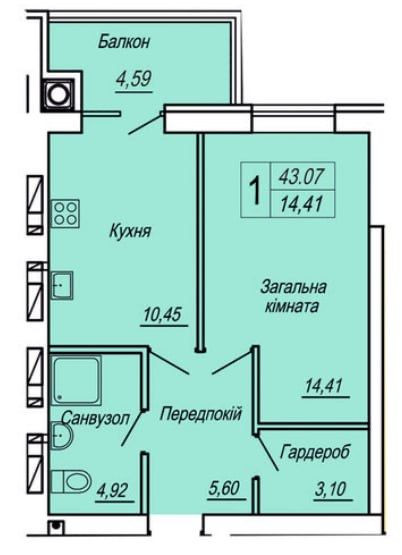Продаж Квартира 1-кімнатна, 2/12 поверх на вул. Героїв Десантників Житомир - фото 1