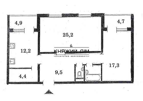 Продаж роздільної 2-х к. квартири Позняки Осокорки. № 21146532 Київ