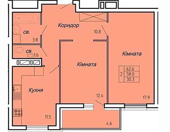 Продаж 2к Квартира 62 кв.м Нечая Полковника вул. Тернопіль