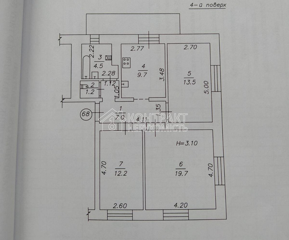 Продаж Квартира 3-кімнатна, 4/4 поверх на вул. Аерофлотська Харьков - изображение 9