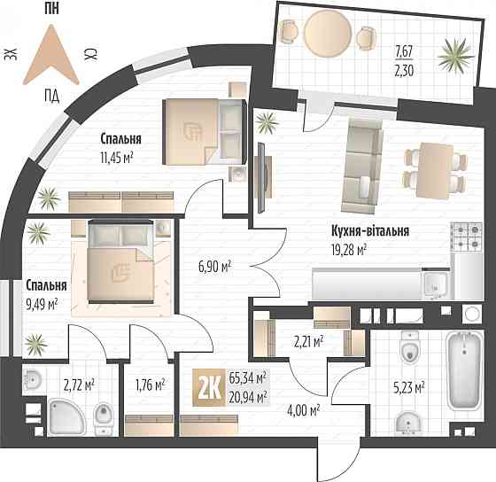 Продаж Квартира 2-кімнатна, 5/6 поверх на вул. Орлика Пилипа Львов