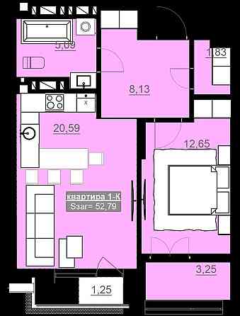 Продаж Квартира 1-кімнатна, 8/8 поверх на Вовчинецька вул., 55 Івано-Франківськ
