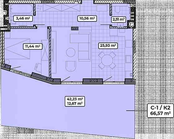 Продаж Квартира 1-кімнатна, 1/4 поверх на вул. Івана Франка Винники