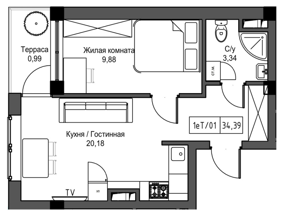 Продаж Квартира 1-кімнатна, 6/9 поверх на Овидиопольская дорога, UM-2 Авангард - фото 2