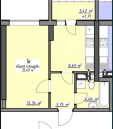 Продаж Квартира 1-кімнатна на просп. Академика Глушко, 17а Одесса