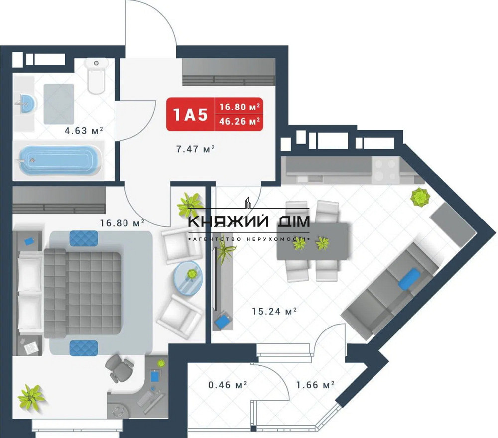 Продаж 1-кім. квартири у ЖК Причал 8. Код об'єкту: № 21146503 Київ - фото 1
