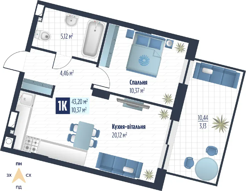 Продаж 1к Квартира 43.2 кв.м ЖК VERO Львів - фото 1