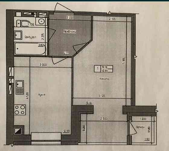 Продаж Квартира 1-кімнатна, 7/12 поверх на вул. Тетерівський бульвар Житомир