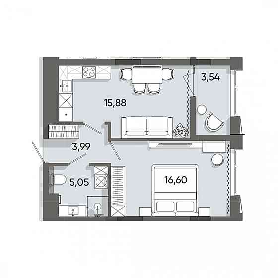 Продаж Квартира 1-кімнатна, 4/8 поверх на вул. Пластова Львов
