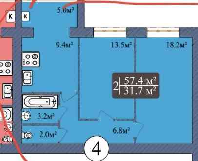 Продаж 2к Квартира 59 кв.м Євгенія Рихліка 15 Zhytomyr