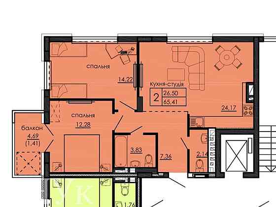 Продаж Квартира 2-кімнатна, 8/10 поверх на Степана Бандери Тернопіль