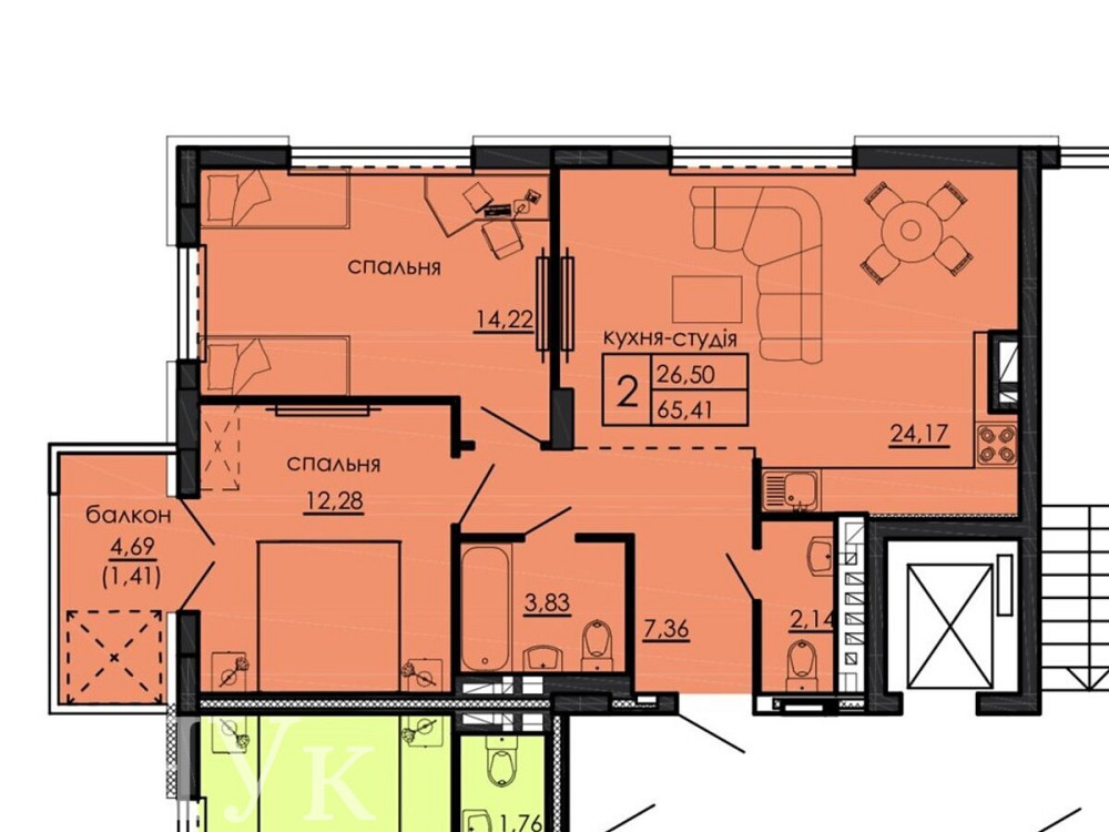 Продаж Квартира 2-кімнатна, 8/10 поверх на Степана Бандери Тернопіль - фото 2